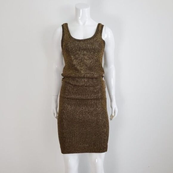 Vintage 70s Gold Sweater Dress - Picture 2 of 9